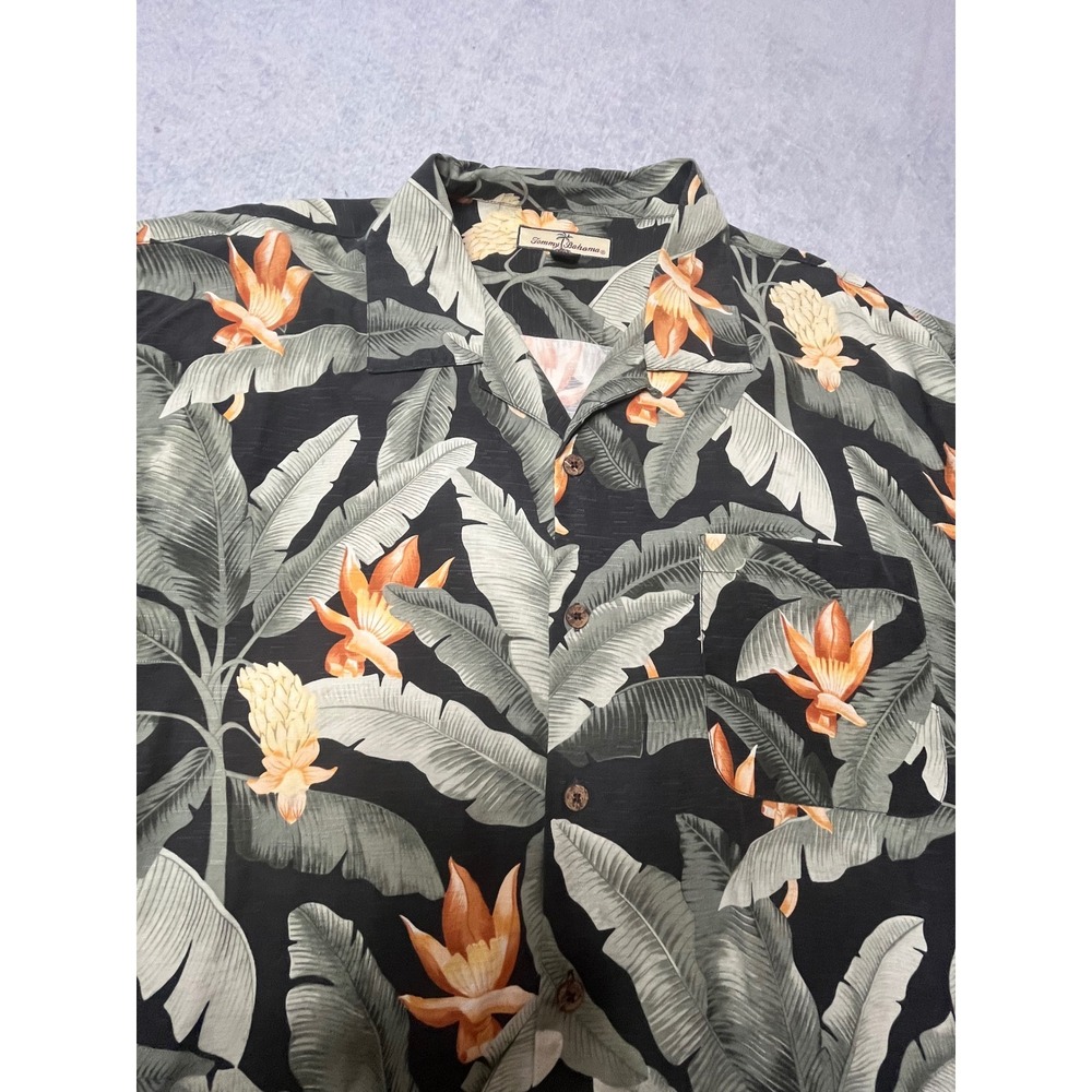 Tommy Bahama Mens XL bold fun Silk Tropical Banana Leaf Floral Camp Shirt XL